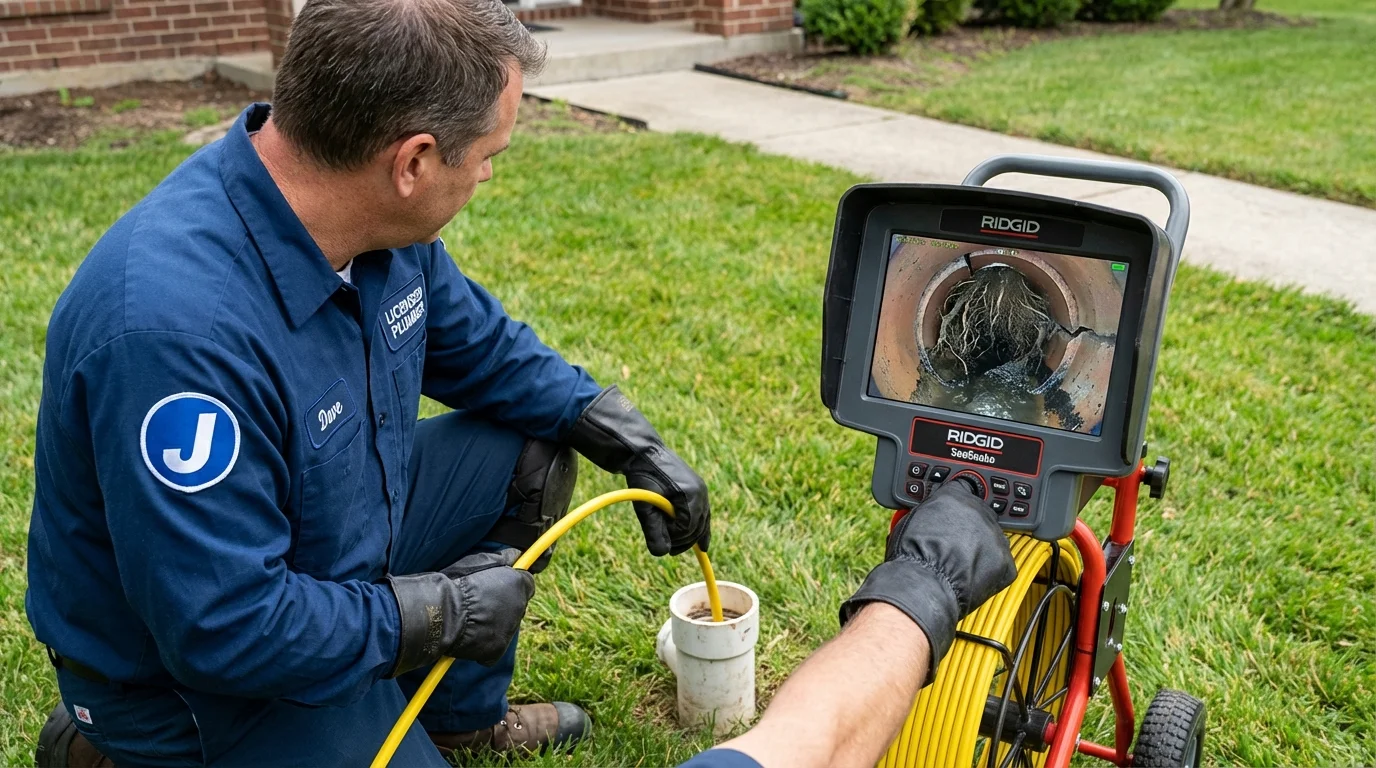 Sewer camera inspection being performed by Johns Plumbing LLC in Manchester
