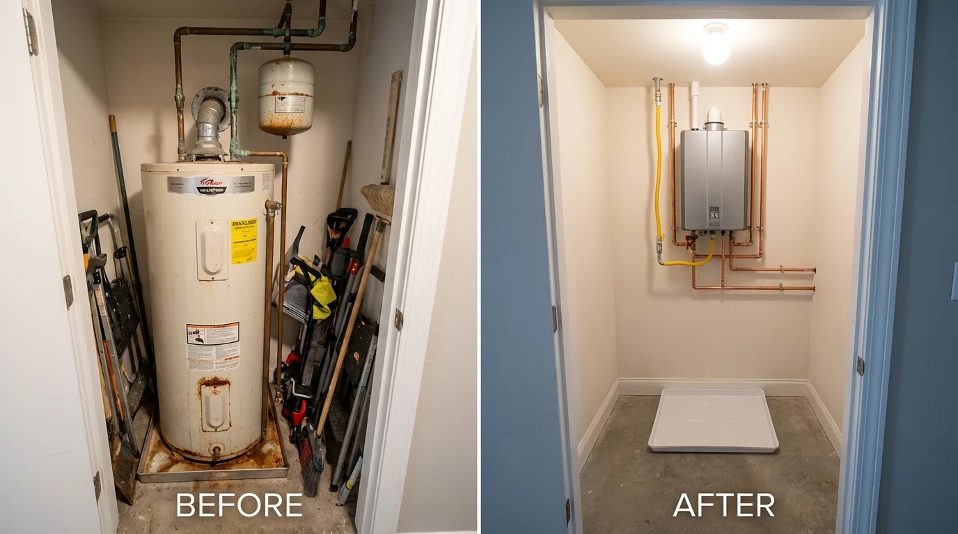 Tank water heater versus wall-mounted tankless unit comparison for Manchester, PA homeowners